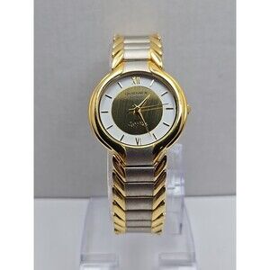 Vintage Quemex Galaxy Quartz Two Tone Gold Silver Bracelet Watch New Battery